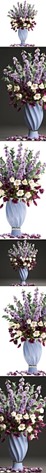 Spring Blossom Bouquet | Pink Tulips, Eucalyptus & Classic Vase 3D model image 2