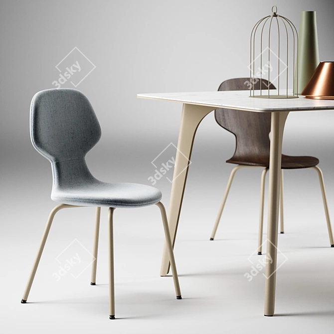 Elegant Dining Set: Pode Chiba Chair, Hux Table & Tonincasa Decor 3D model image 2