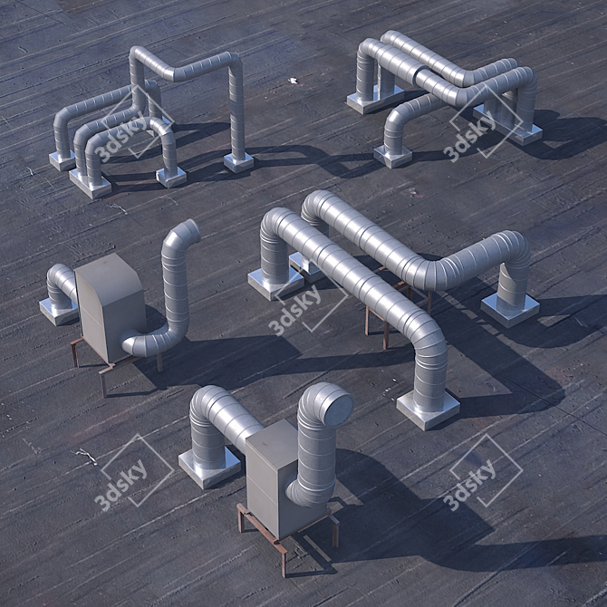 Title: Low Poly Roofing Set 3D model image 2