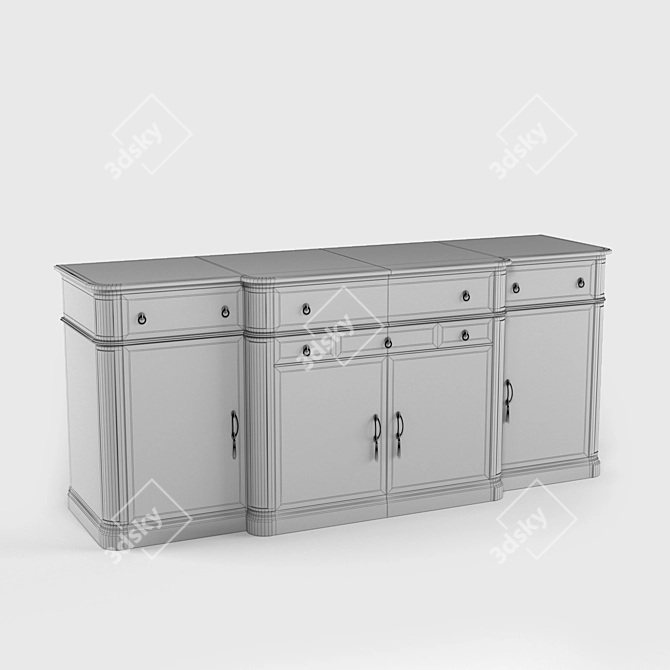 Classic Wooden Dresser 3D model image 2