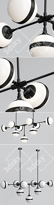 Peggy Futura Hanging Lamps: Sleek Metal and Milk Glass 3D model image 2