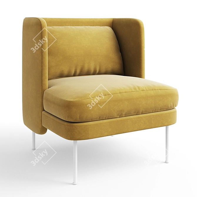 Sophisticated Velvet Lounge Chair 3D model image 1