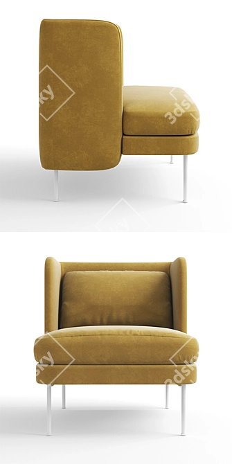 Sophisticated Velvet Lounge Chair 3D model image 2