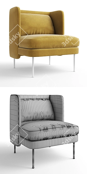 Sophisticated Velvet Lounge Chair 3D model image 3
