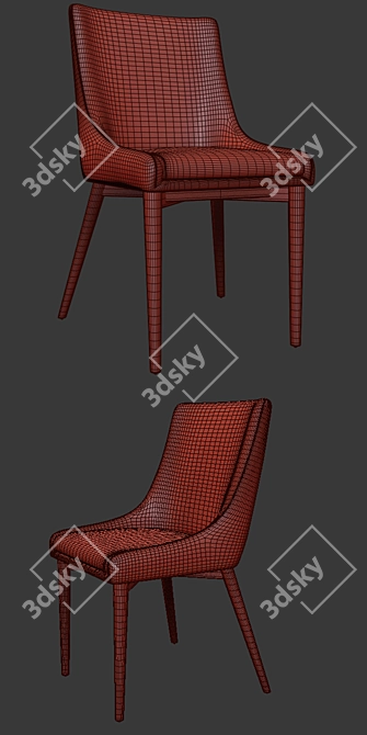 Elegant Parquet Parsons Chair Set 3D model image 2
