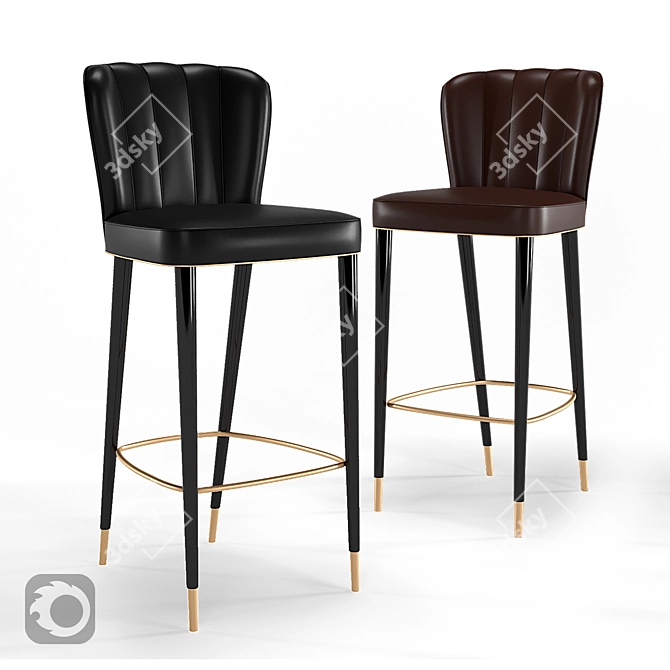 Luxurious Dillon Leather Bar Stool 3D model image 1