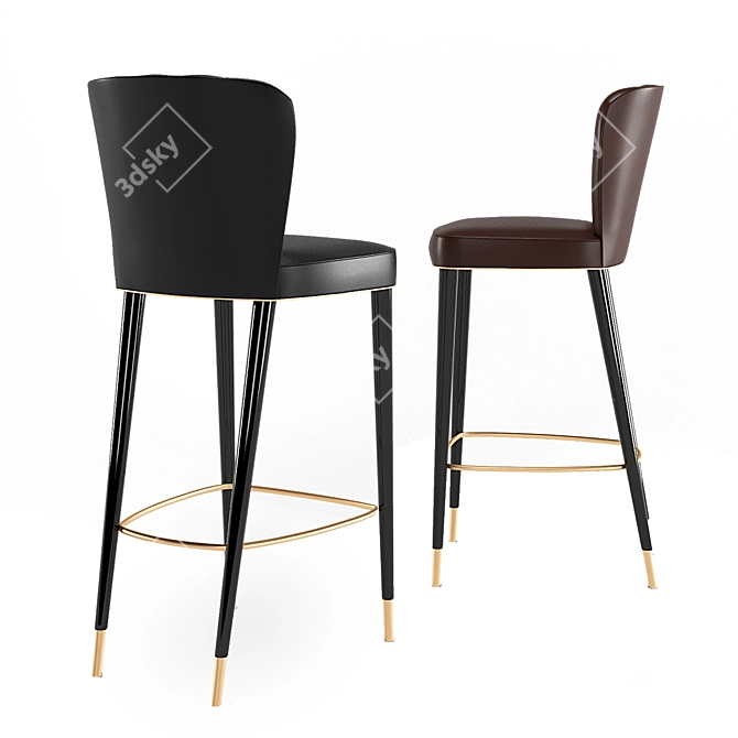 Luxurious Dillon Leather Bar Stool 3D model image 2