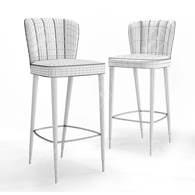 Luxurious Dillon Leather Bar Stool 3D model image 3