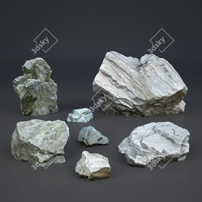 Photogeometry Rocks 3D model image 1