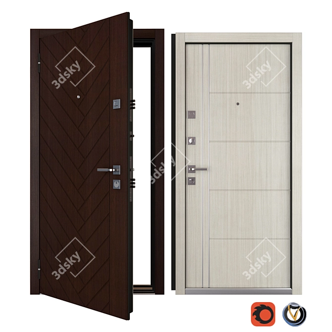 Vikont Entrance Metal Door: Secure and Stylish 3D model image 1