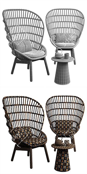 Title: Customizable Kettal Cala Armchair 3D model image 3