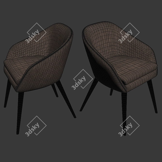 Elegant Aleria Fabric Chair Set 3D model image 3