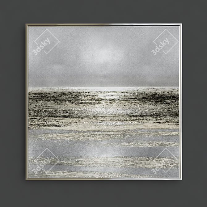 Silver Seascape Sailboats Canvas Art 3D model image 3