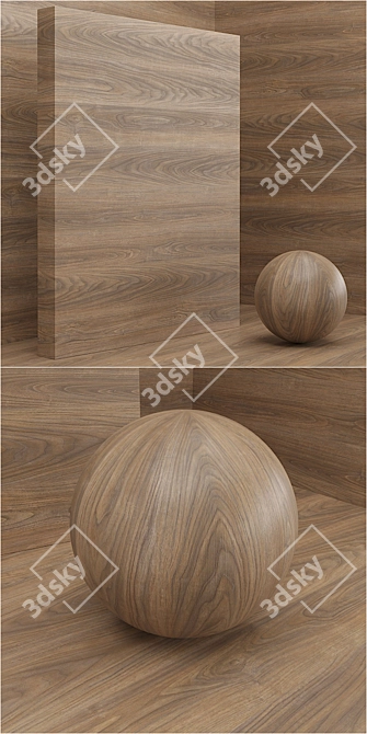 Seamless Wood/Veneer Set 19 - 4 Tones 3D model image 2