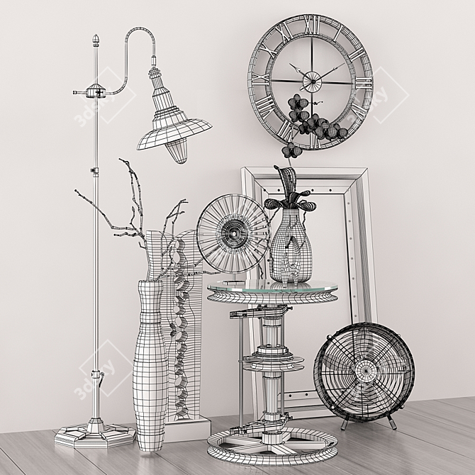 Industrial Loft Decor Set 3D model image 3