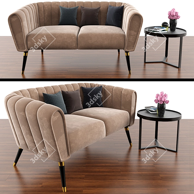 Modern Oreas Sofa with Stylish Aula Coffee Table 3D model image 1