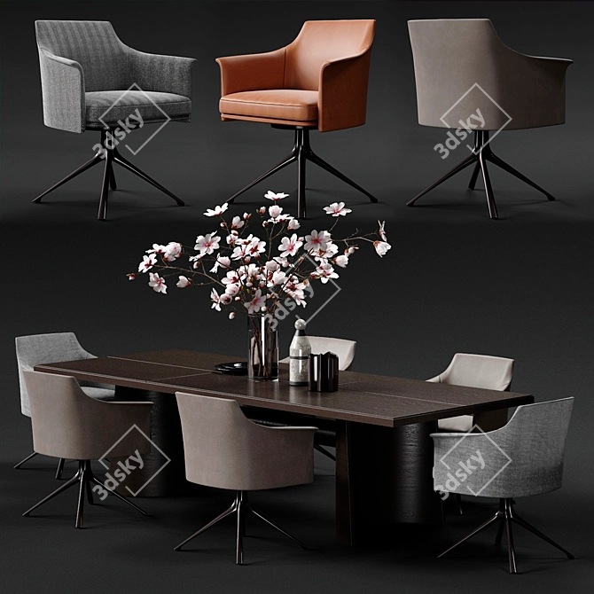 Elegant Poliform Stanford Armchair & Kensington Table 3D model image 1