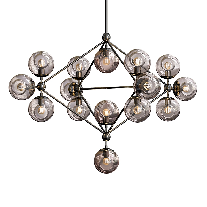 Sleek Modo Chandelier, Black Smoke 3D model image 1