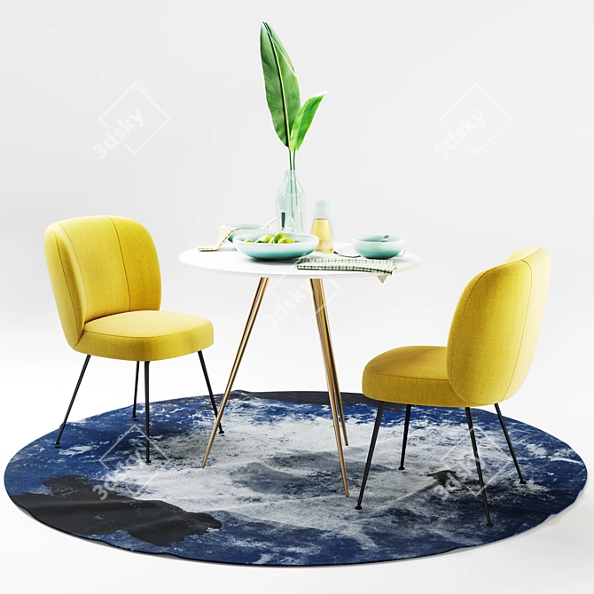 Modern Dining Set: Greer Chairs, Wren Table 3D model image 1