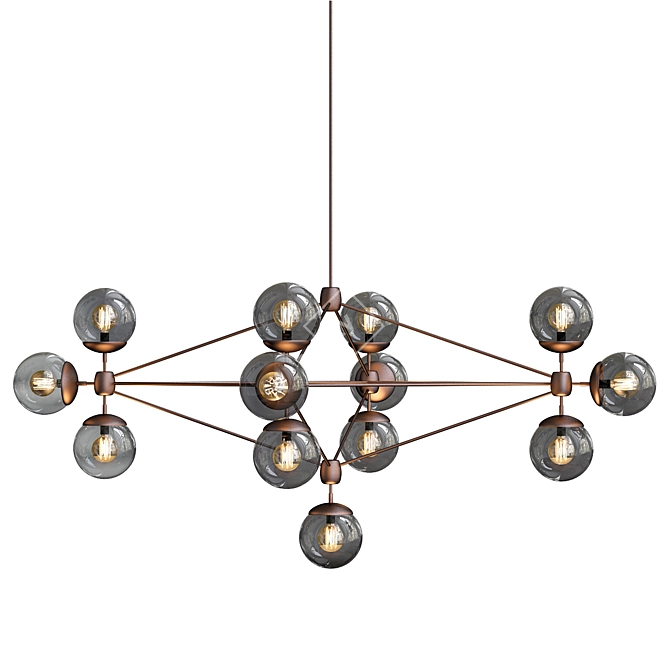 Elegant Bronze Diamond Chandelier 3D model image 1