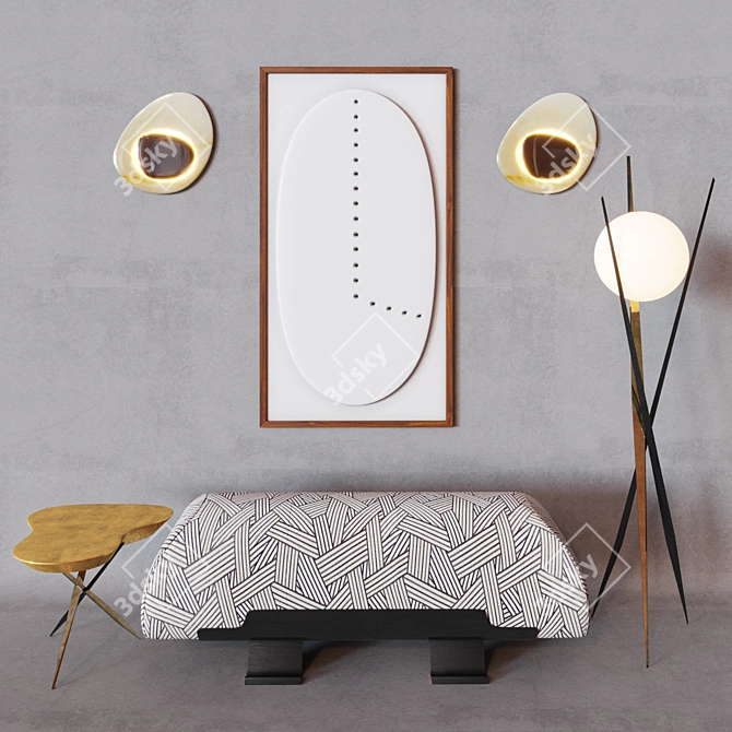 Elegant Set by Salvagni: Table, Bench & Lamp 3D model image 1