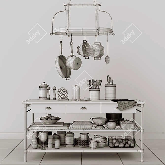 Modular Double Kitchen Island: Elegant Decor Set 3D model image 3