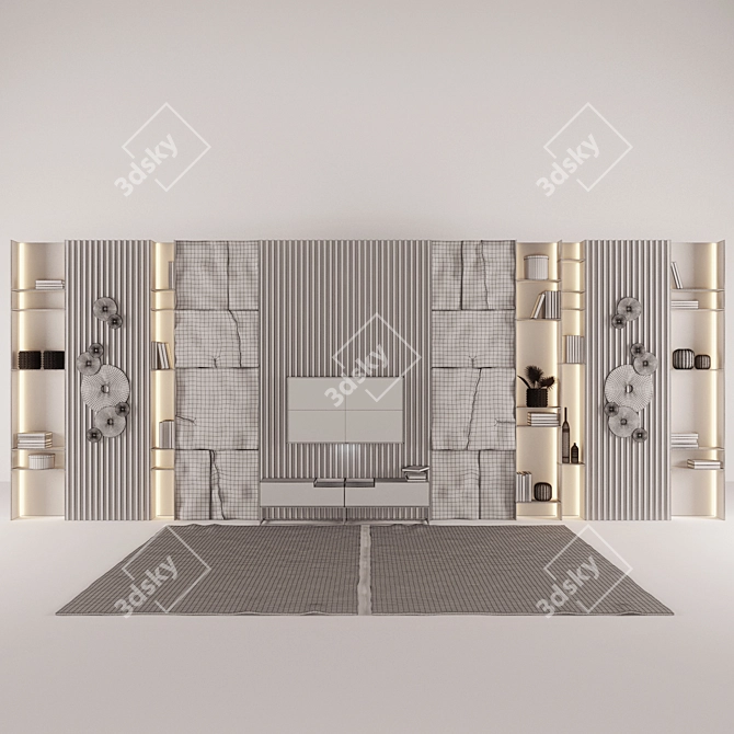 Modern TV Wall Decor Set 3D model image 3