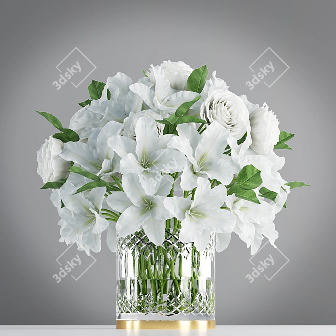Elegant White Lily Arrangement 3D model image 3