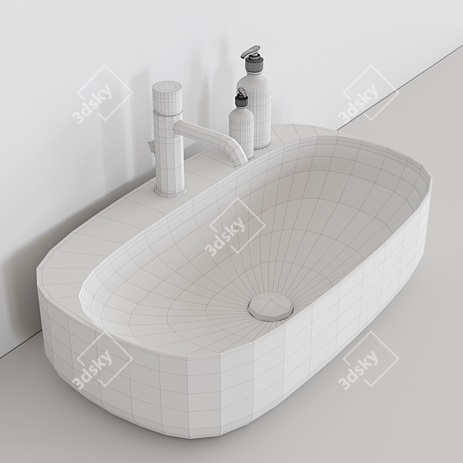 Modern Ceramic Moon Washbasin 3D model image 3