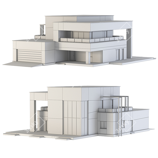 Contemporary Villa with Coronia and V-ray Materials 3D model image 3