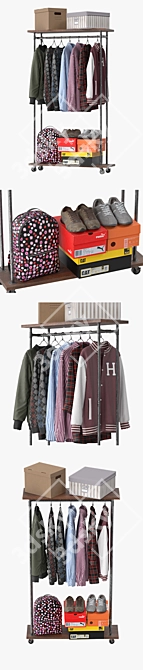 Heavy-Duty Garment Rack 3D model image 2