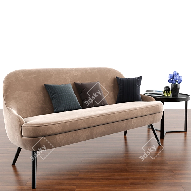Modern 3-Piece Sofa Set with Coffee Table 3D model image 2