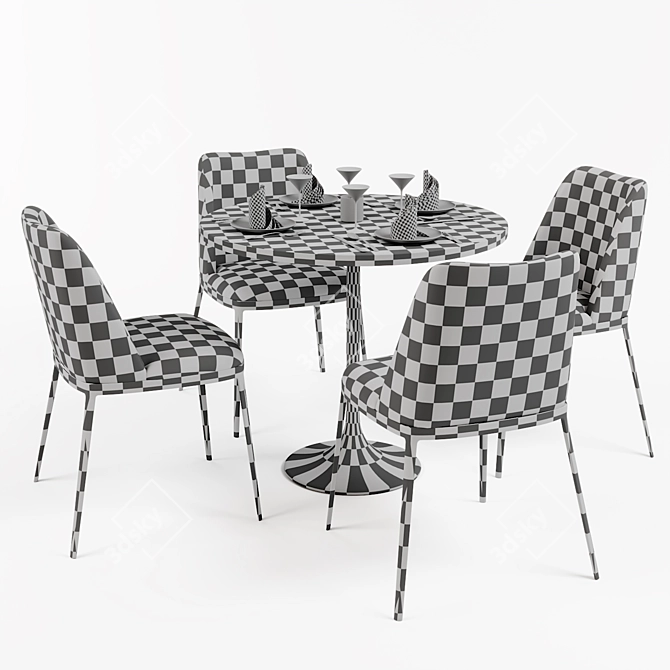 Custom Table and Chair Set 3D model image 2