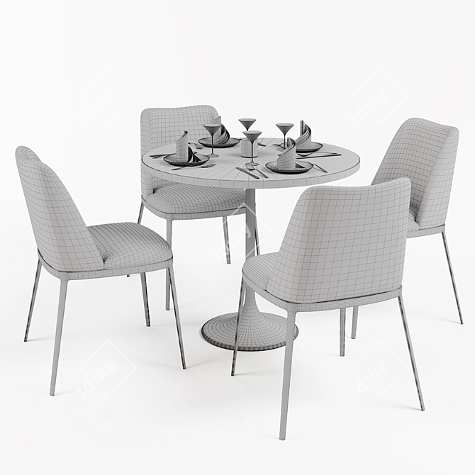 Custom Table and Chair Set 3D model image 3