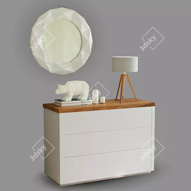 Modern Bookshelf Set with Decor Elements 3D model image 1