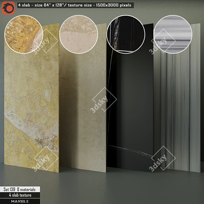 Marble Slab Set 139: High Resolution Textures & CORONA Renderer 3D model image 1