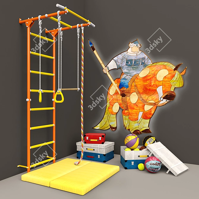 ROMANA Karusel S1: Safe and Fun Children's Gymnastic Wall 3D model image 1