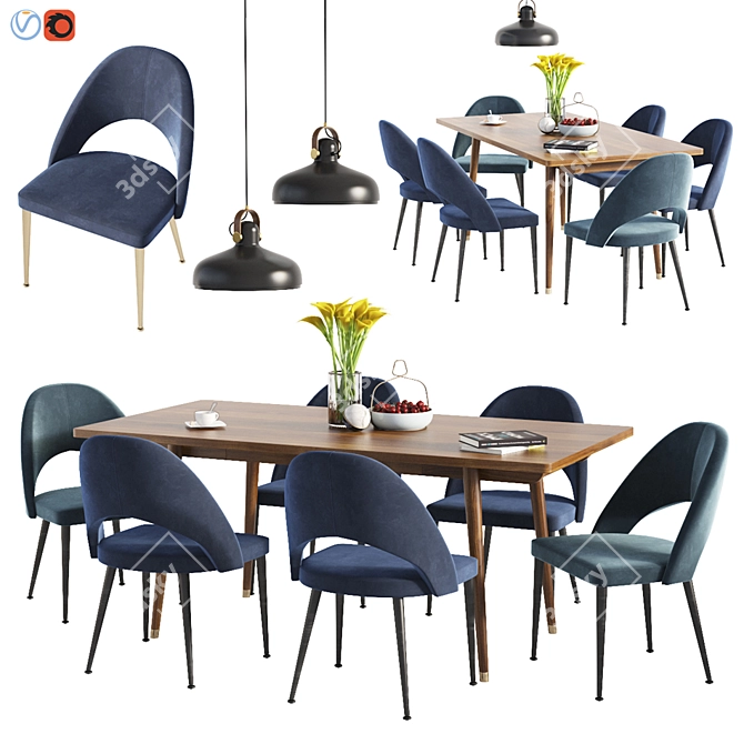 Modern Modrest Gloria Dining Set 3D model image 2