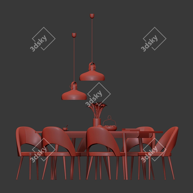 Modern Modrest Gloria Dining Set 3D model image 3