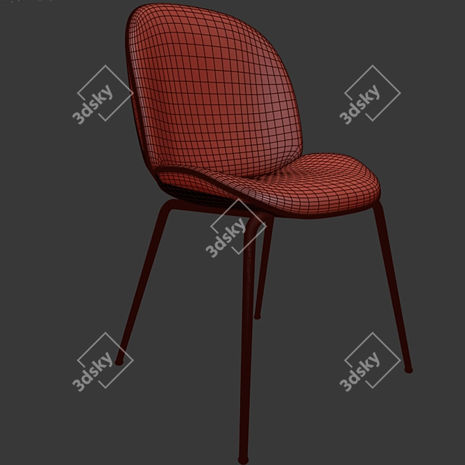 Modern Beetle Dining Chair Set with Parquet Design 3D model image 2