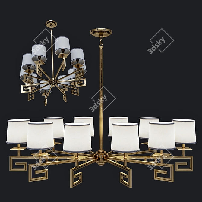 Mykonos Oval Chandelier: Bronze & Nickel Finish 3D model image 1