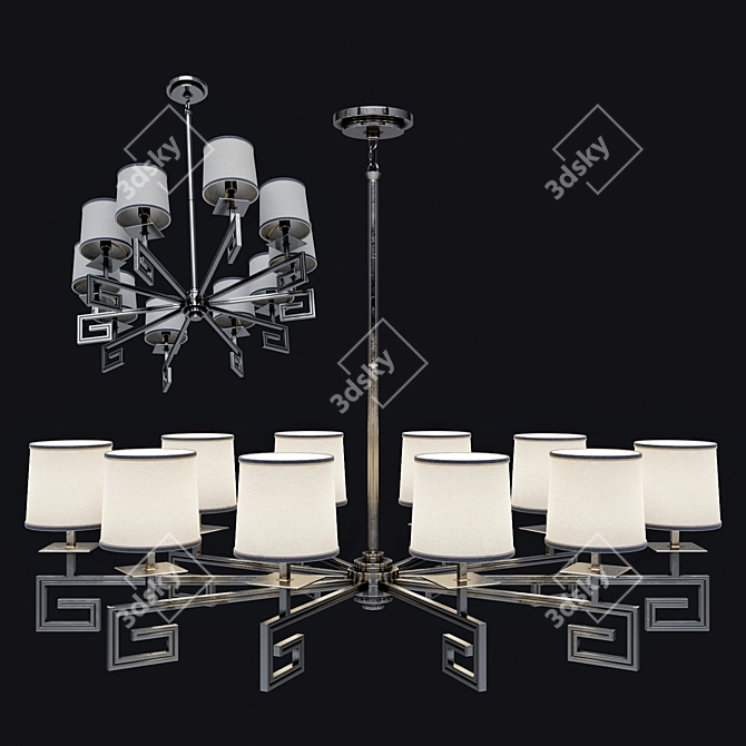 Mykonos Oval Chandelier: Bronze & Nickel Finish 3D model image 2