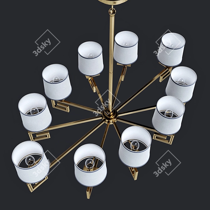 Mykonos Oval Chandelier: Bronze & Nickel Finish 3D model image 3