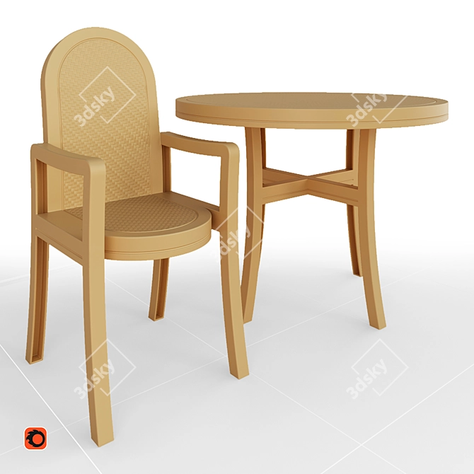 Summer Table & Chair Set 3D model image 1