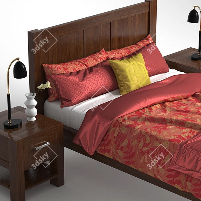 Elegant Lyon Bed - Side Cabinet 3D model image 3