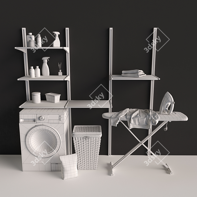 Ultimate Laundry Set: Samsung Washer, Panasonic Iron, IKEA Algot Rack, Knarra Laundry Basket, and More 3D model image 3