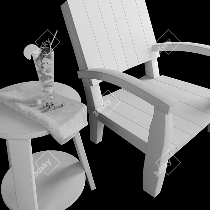 Reclaimed Boat Wood Armchair 3D model image 3