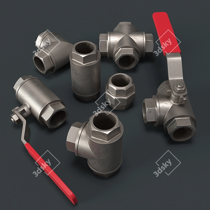 Versatile Water & Gas Pipeline Fittings 3D model image 1