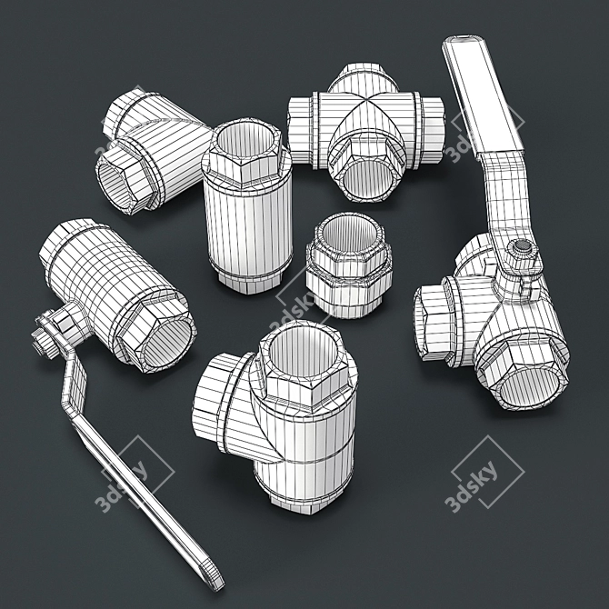 Versatile Water & Gas Pipeline Fittings 3D model image 2