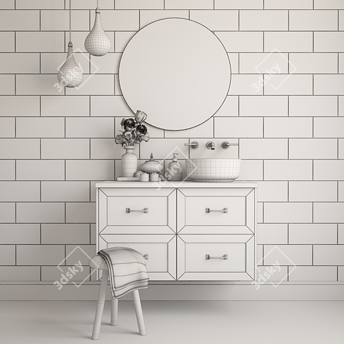 Modern Bathroom Furniture Set 3D model image 2